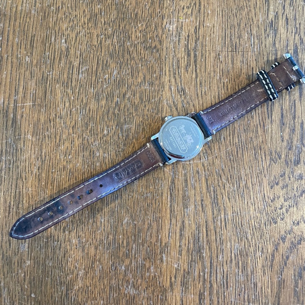 Vintage Coach Bleeker Ladies Watch Silver Stainless Leatherware Band Brown - Picture 7 of 11